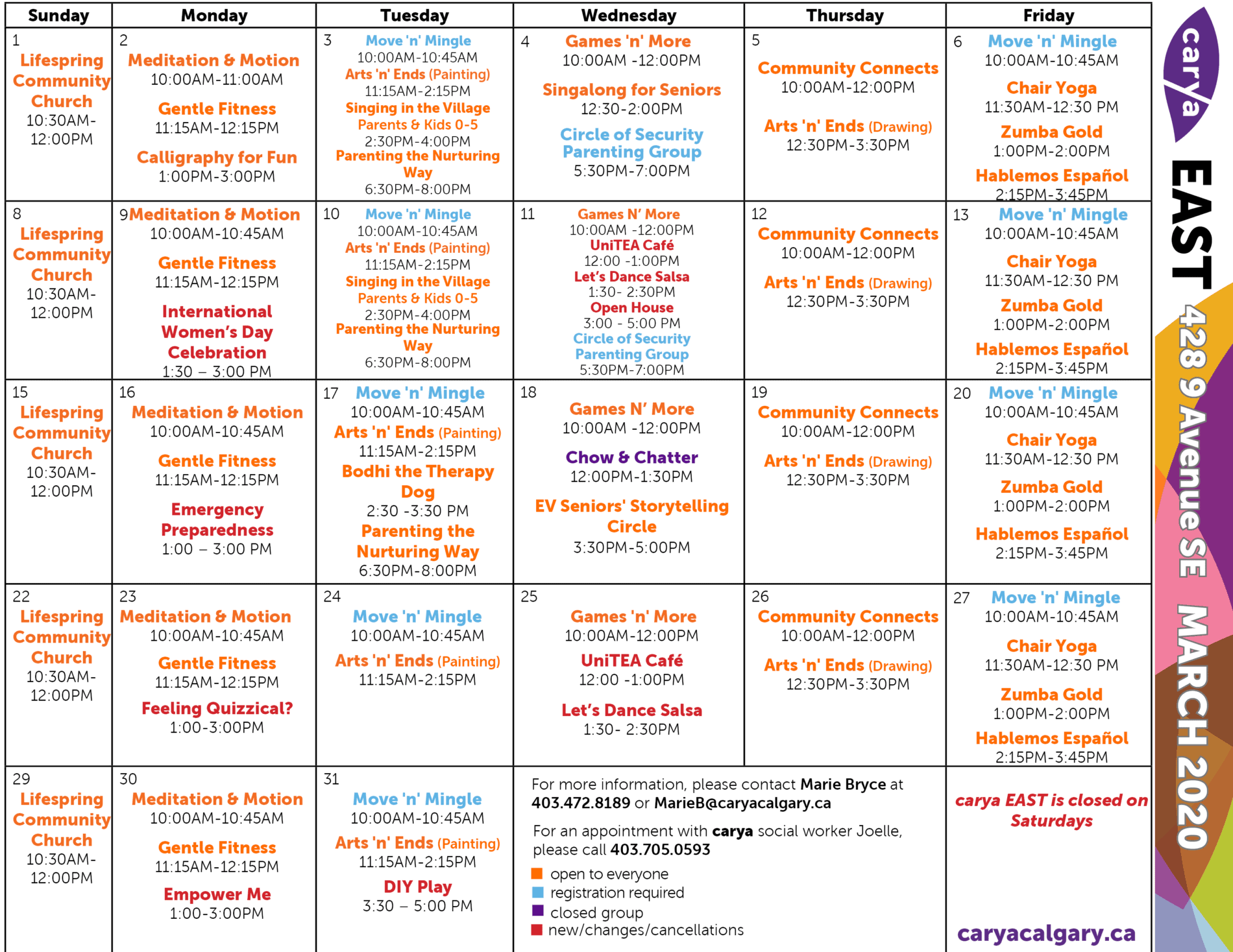 EV Calendar March 2020 carya